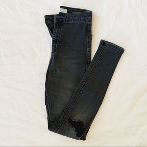 TOPSHOP WOMEN’S BLACK/GREY WASHED JEANS (Joni)